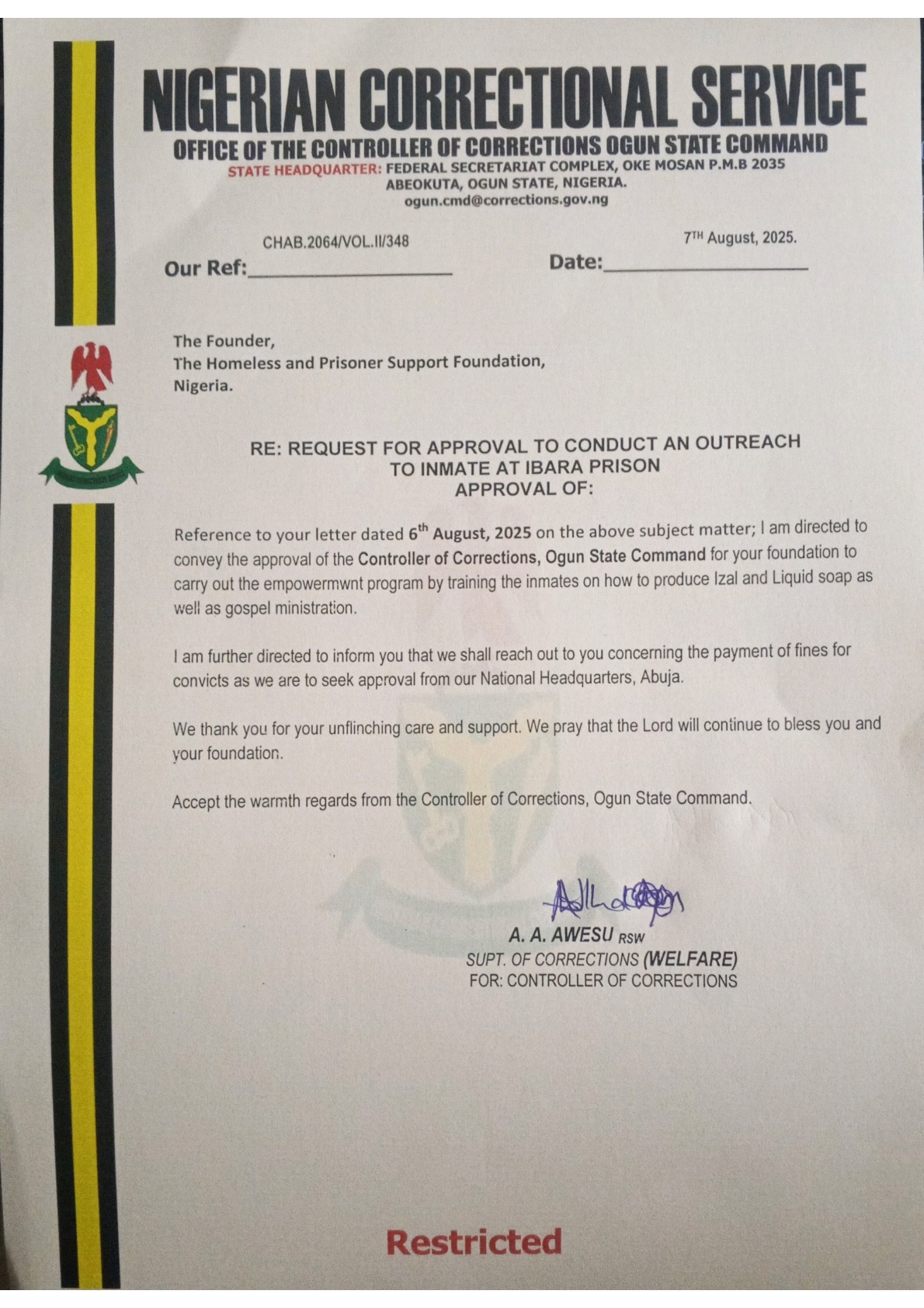 Ogun State Approval Letter